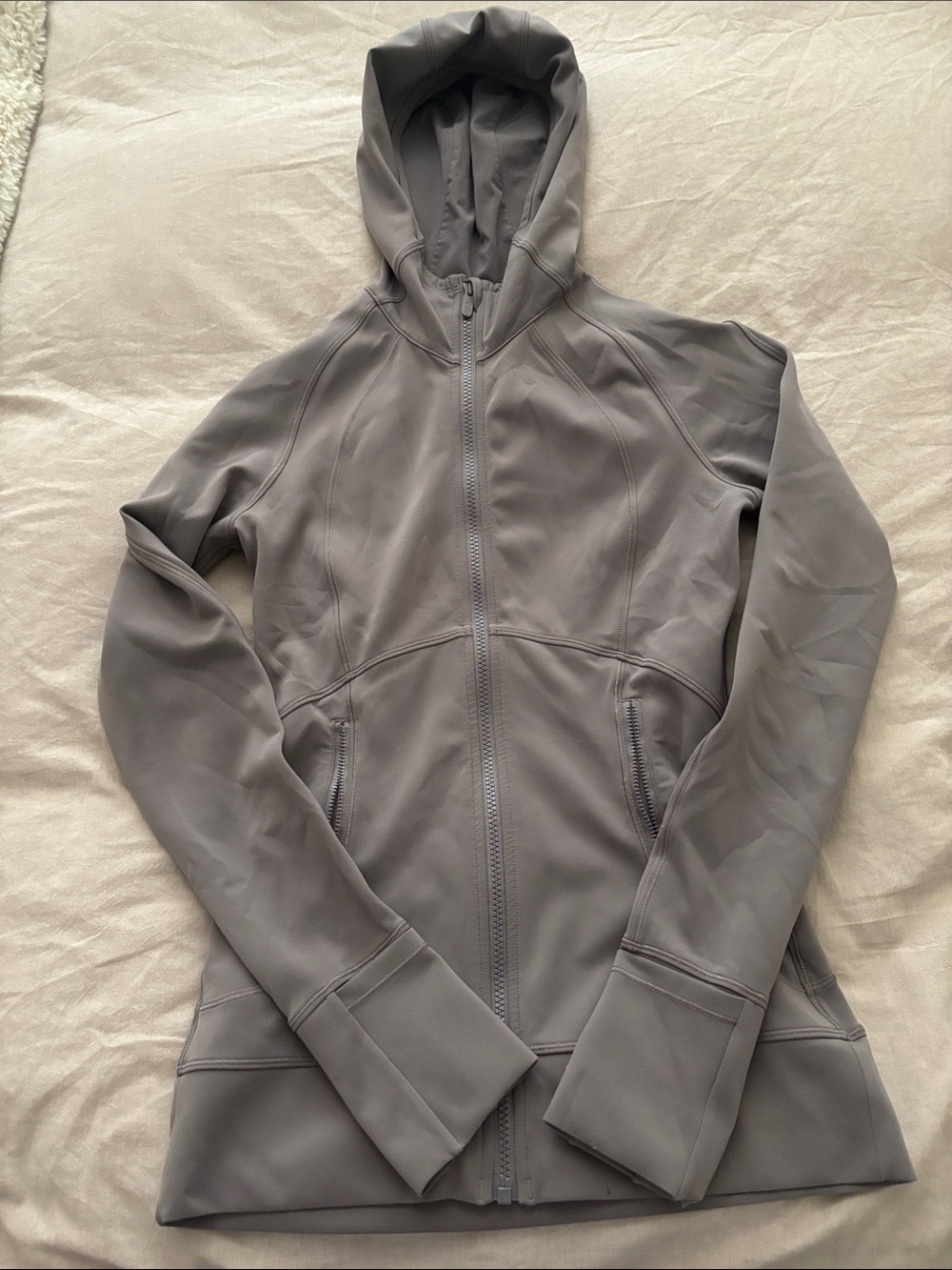 lululemon athletica Light Gray Hooded Zip Jacket